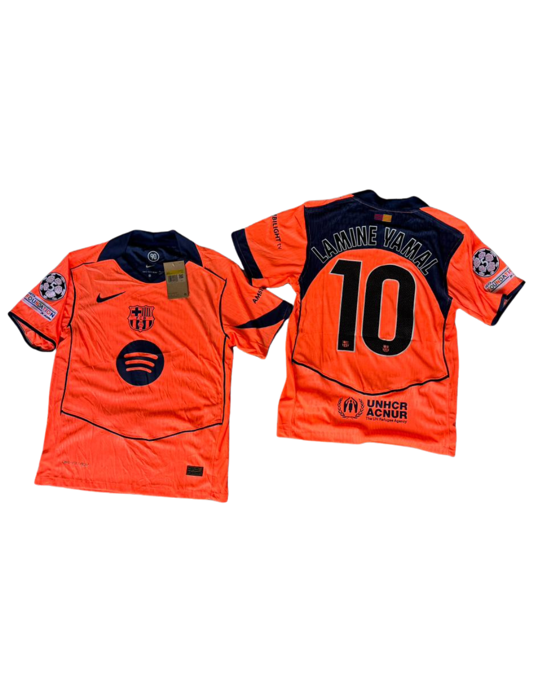 Camiseta FC Barcelona 2025/26 - Lamine Yamal #10 (Edición Especial Total 90) - Versión Jugador + Parches Champions